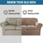 H.VERSAILTEX Modern Velvet Plush 4 Piece High Stretch Sofa Slipcover Strap Sofa - Image 8