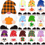 Jetec 24 Pcs Halloween Interchangeable Wooden Gnome, Holiday Table Decor