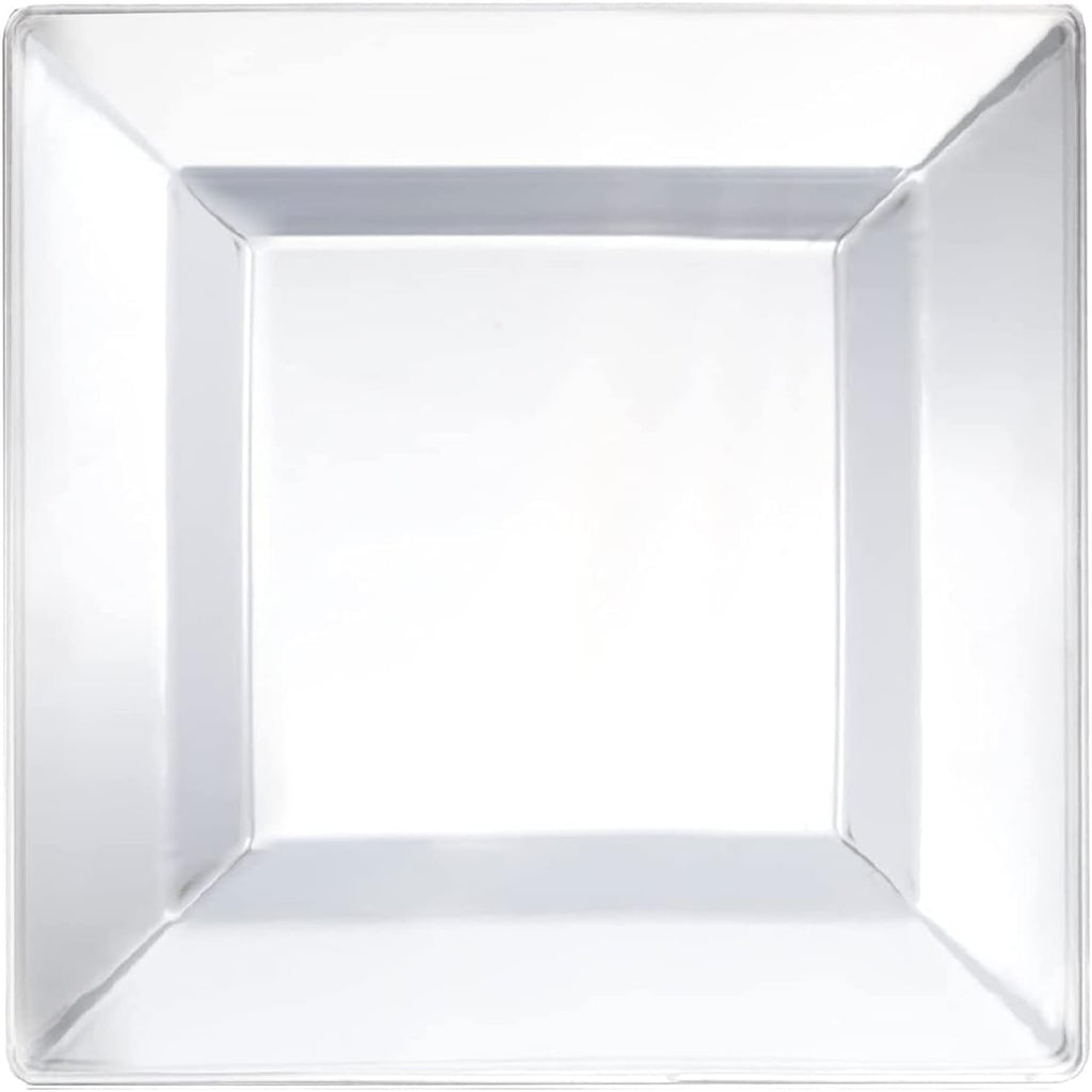 Party Essentials 40-Count Hard Plastic 9.5" Classic Square Lunch/Dinner Plates, Clear