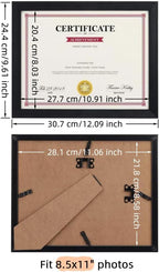 Giftgarden Black 8.5x11 Picture Frame Set of 12, Multi 8.5 x 11 Frames Bulk for Award Certificate Document Diploma, Wall or Tabletop Display