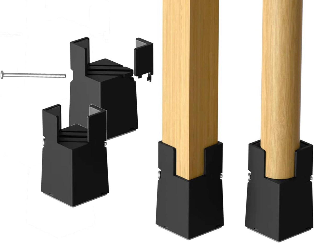 Sephyroth Adjustable Furniture Risers,4Pack Adjustable Bed Risers with Screw Clamp - Heavy Duty Sofa Tables Furniture Risers Fit for Square/Round Furniture Leg Diameter 0.8''-1.6'' (2Inch Black)