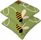 Cute Flying Bees Throw Pillow Covers 18x18 Set of 2,Black Yellow Striped Bees Summer Decorative Pillow Covers for Sofa Couch Living Room Soft Home Decor,Outdoor Patio Car Seat Cushion Cases