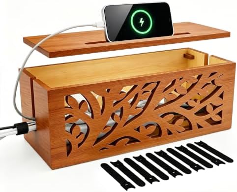 Wood Cable Management Box, Cable Cover Box & Decorative Cord Hider Box