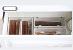 Large Flatware Tray Kitchen Drawer Organizer With Lid And Drainer - Plastic Kitchen Cutlery Tray and Utensil Storage Container with Cover - Dinnerware Holder White