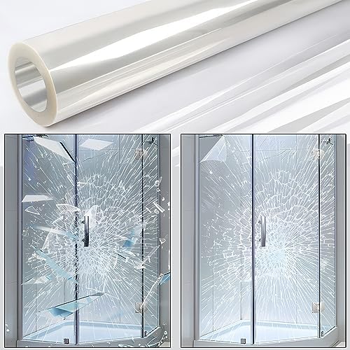 Security Window Film, Transparent Self-Adhesive Shatterproof Film, 4Mil Anti Shatter Tempered Glass Film, Glass Protective Window Film for Home/Office