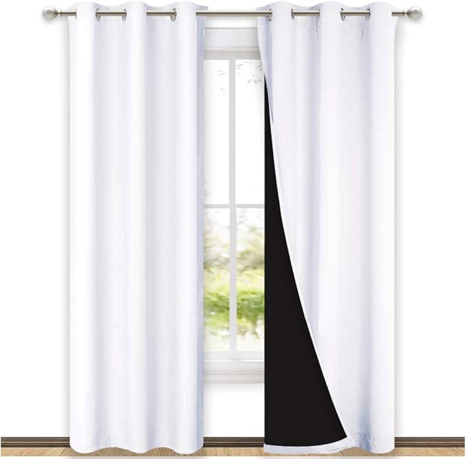 NICETOWN White Blackout Curtains 84 inches Long, Full Light Blocking Drapes by NICETOWN