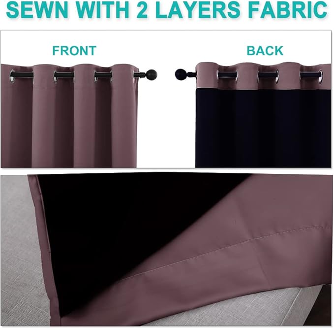 NICETOWN Thermal Insulated 100% Blackout Curtains, Noise Reducing Performance - Image 5