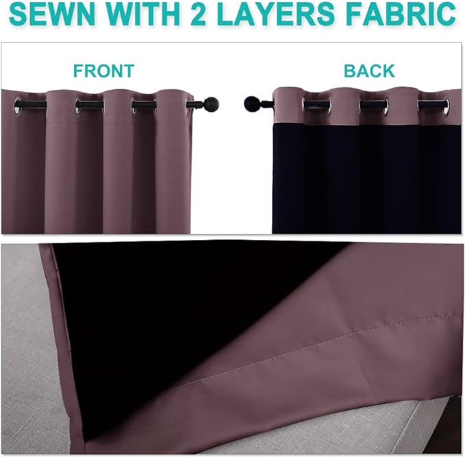 NICETOWN Dry Rose 100% Blackout Curtains - Image 5