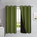 NICETOWN 100% Blackout Lined Curtains, Olive Green, 1 Pair, 2 Thick Layers by NICETOWN