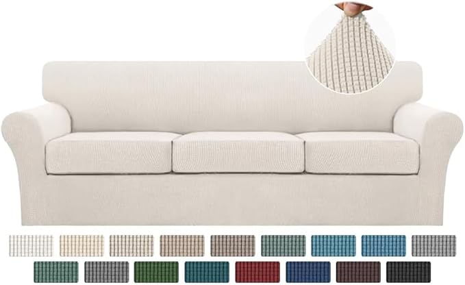 Turquoize 4 Piece Sofa Covers for 3 Cushion Couch Sofa Slipcover Soft Couch by Turquoize