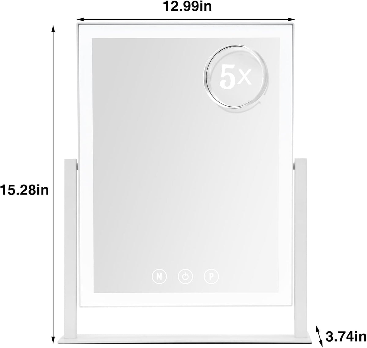 ViKert Light up Makeup Mirror for Vanity, Desk Mirror with Light with 5X Magnification Mirror, Light up Vanity Mirror, Led Mirror for Desks, Makeup Vanity Mirror, 3 Color, Touch Control
