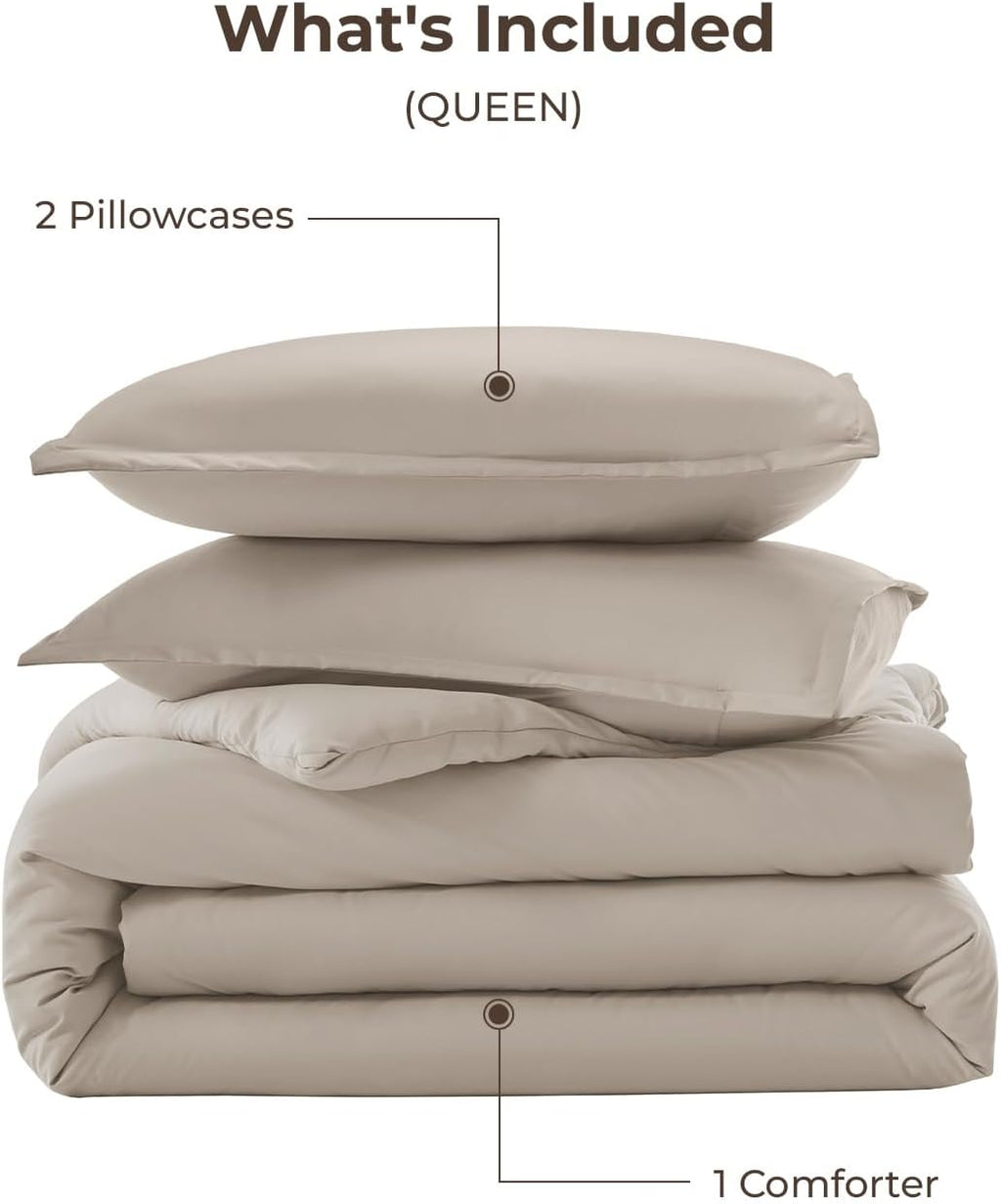 Litanika Queen Comforter Set, 3 Pieces Lightweight Solid Bed Set