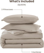 Litanika Queen Comforter Set, 3 Pieces Lightweight Solid Bed Set