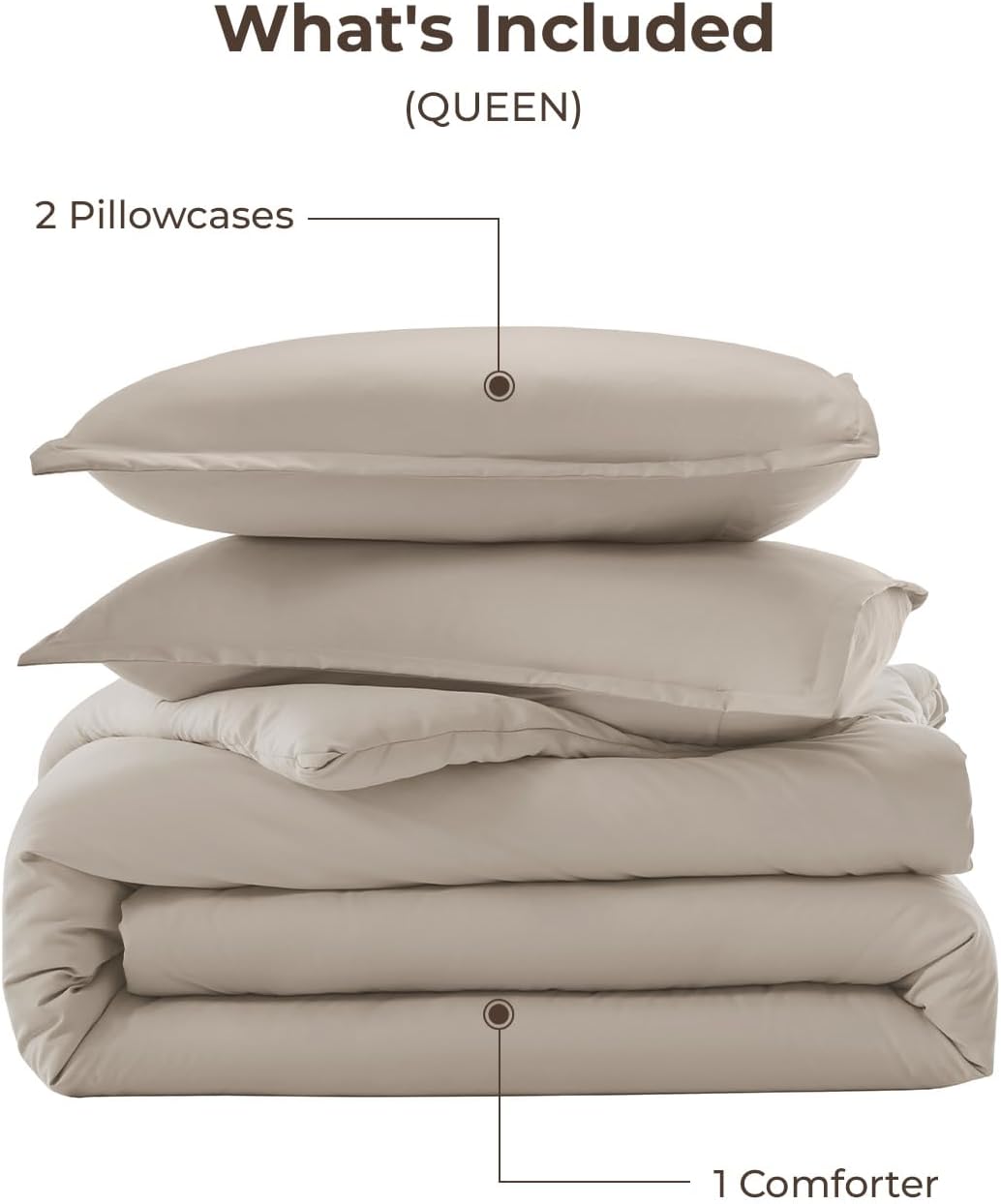 Litanika Queen Comforter Set, 3 Pieces Lightweight Solid Bed Set