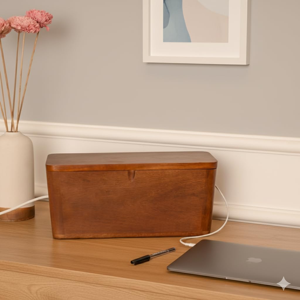 Extra Large Cable Management Box, Power Strip & Cord Hider, Desk Organizer