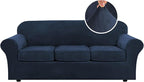 H.VERSAILTEX Modern Velvet Plush 4 Piece High Stretch Sofa Slipcover Sofa Cover by HVERSAILTEX