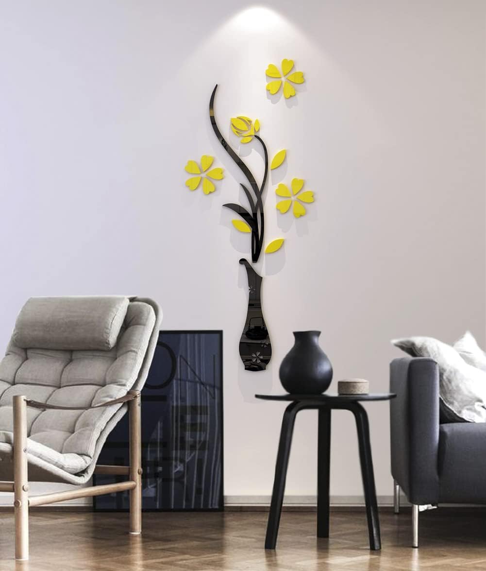 3D Vase Wall Murals for Living Room & Bedroom, DIY Wall Decal, Originality Stickers Gift, Red, 59 X 23 inches