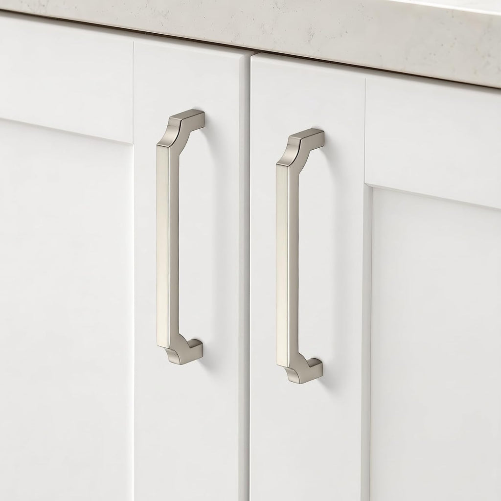 5 Pack Brushed Nickel Cabinet Handles, 5" Solid Kitchen Drawer Pulls