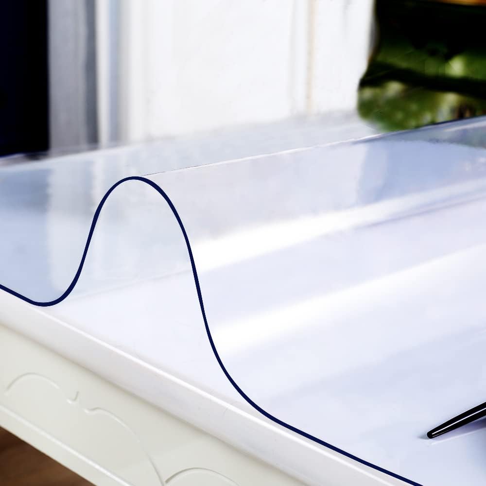 28x60 inch Clear Plastic Dining Room Table Protector PVC Table Cover Mat Desk Pad Mat Rectangular Plastic Outdoor Table Top Protector PVC Table Pad for Coffee Table Kitchen Countertop Bench Entryway