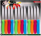 Alfi All-Purpose Knives Aerospace Precision Pointed Tip - Home And Kitchen Supplies - Serrated Steak Knives Set | Made in USA (Multi-Color, 12 pack)