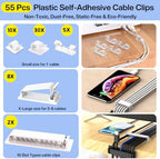 [313Pcs] Cable Management Kit, Reusable Computer Desk Cord Organizer, White