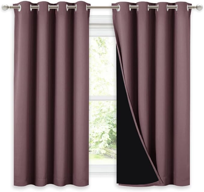 NICETOWN 100% Blackout Curtains 54 inches Long, Double-Deck Completely Blackout by NICETOWN