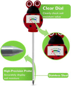 Soil Moisture Meter for House Plants, Hygrometer Moisture Sensor Soil Test Kit, Plant Water Meter for Farm, Lawn Indoor & Outdoor Use, Gardening Gifts for Plant Care (RED+Green)