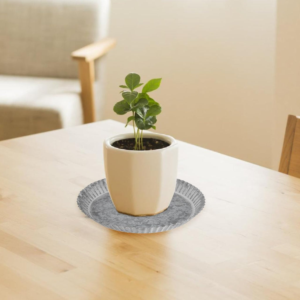 Yardwe Vintage Iron Flower Pot Saucer 7.7 Inch Metal Plant Water Catcher Tray for Indoor Outdoor Garden Plant Container Accessories