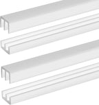 Landical 2 Sets Plastic Sliding Door Track Set for Cabinet Double Rails Panel Kit, 1/4" Thick Panels Glass Door Hardware System Window Track Quick Installation(4ft,Black)