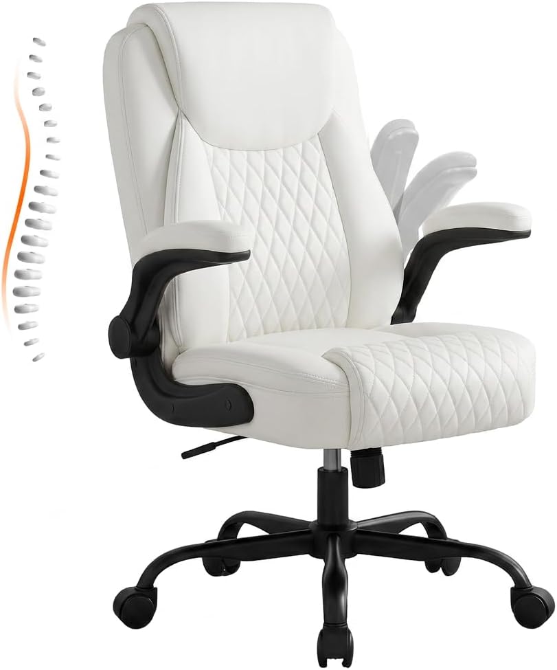 GTPLAYER PU Leather Office Chair, Memory Foam Cushion Desk Chair, Brown