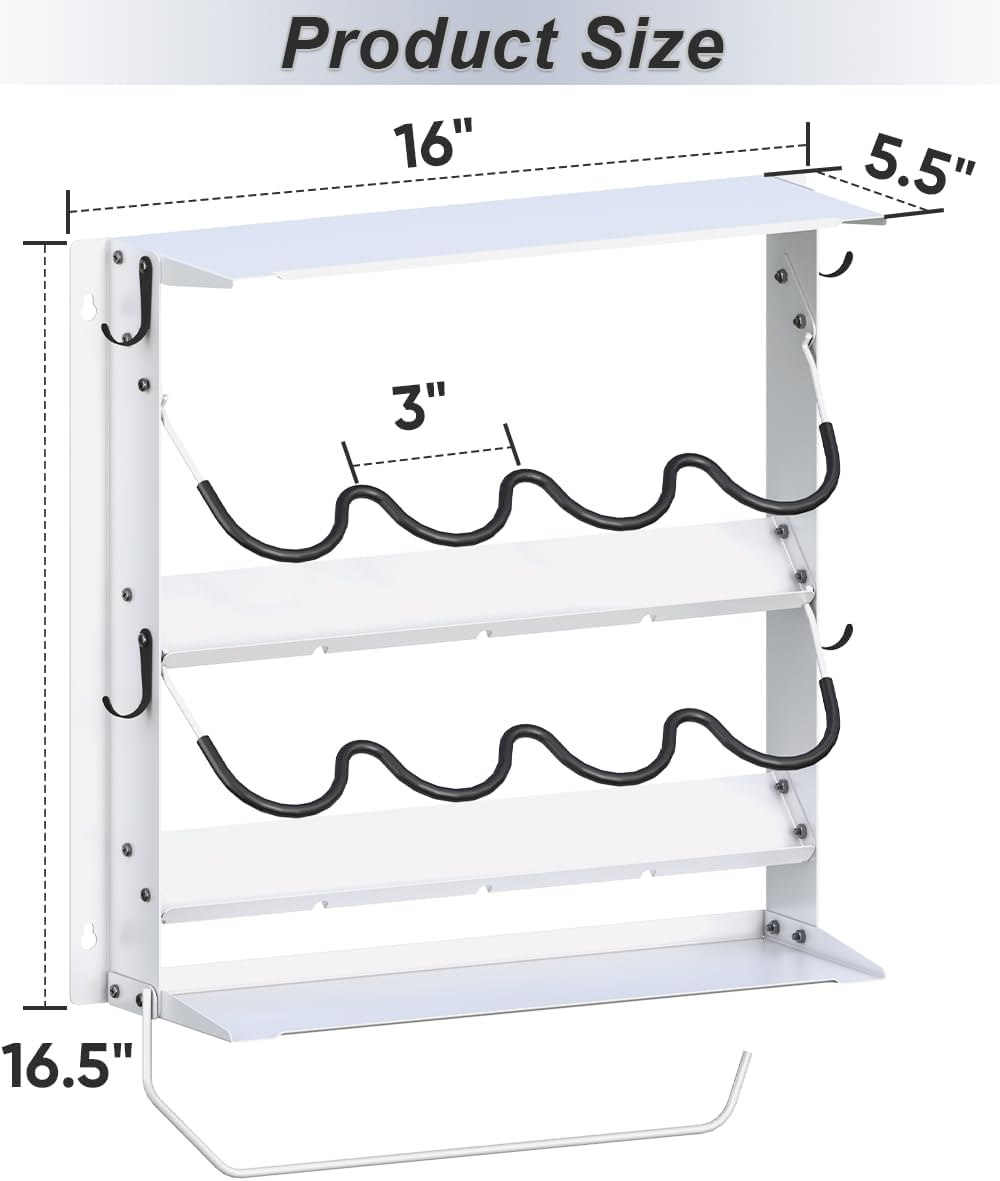 Spray Can Holder, Garage Paint Bottle Organizer Wall Mount, White