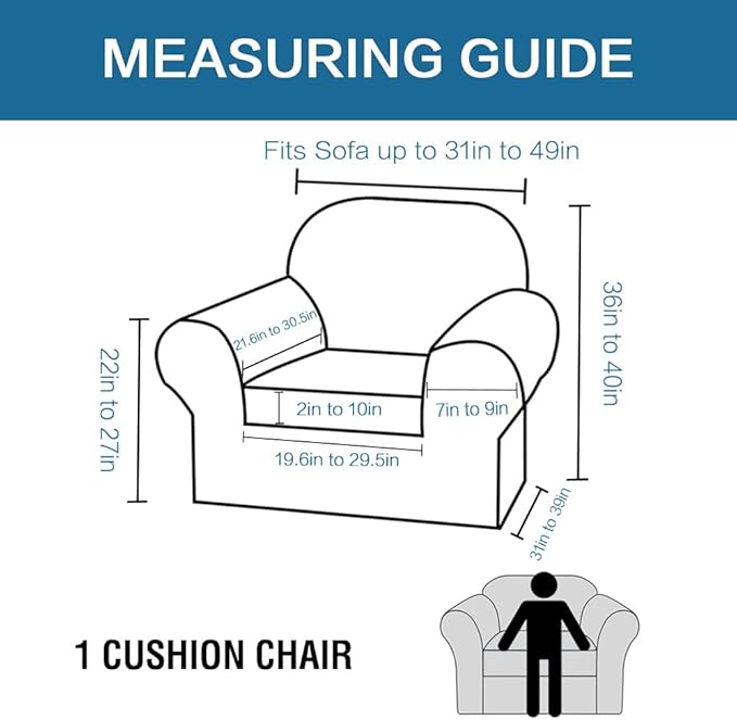 H.VERSAILTEX Rich Polyester and Spandex 2 Piece Cover Chair Slipcover Sofa - Image 2