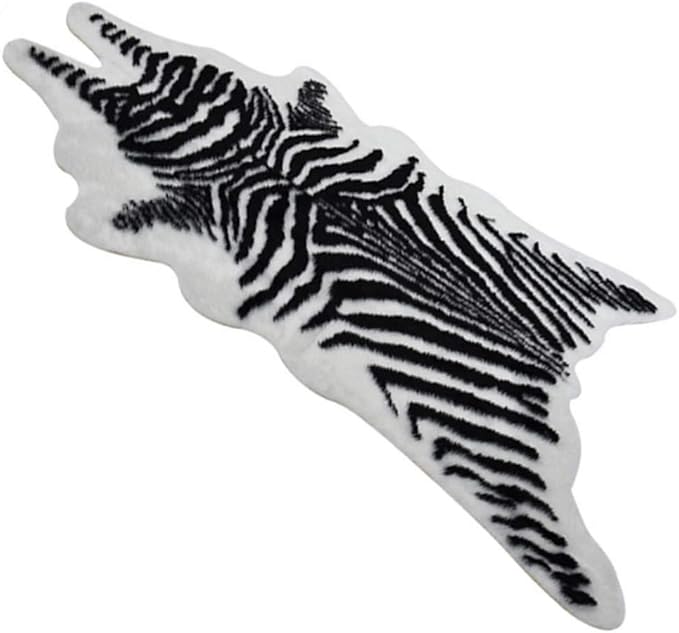 Zebra Print Rug Faux Animal Cowhide Skin Area Rug Leather Carpet Mat Small Size by yingda1992