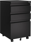 24-Inch Black 3-Drawer Mobile Tool Cabinet, Rolling Cold-Rolled Steel Storage Cart for Garage, Workshop, Office, or Utility Organization, Heavy-Duty Mobile Toolbox with Smooth Casters for Easy Access