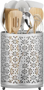 360° Rotating Utensil Holder: Extra Large Cooking Silverware Caddy QuickDry