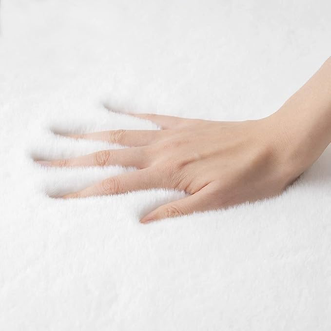 ORINOVA White Washable Faux Fur Area Rug - Image 7