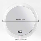 SANTOO 10X Magnifying Mirror - with 3 Mounting Suction Cups - Used for Precise Makeup - Eyebrows/Tweezing - Blackhead/Blemish Removal - Bathroom/Travel Makeup Mirror - 6 Inch Round