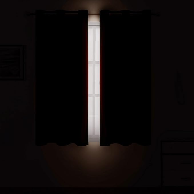 LEMOMO Chocolate Brown Blackout Curtains 38 x 54 Inch Length/Set of 2 Curtain - Image 3