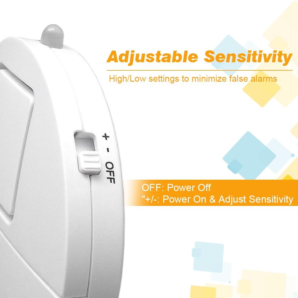 Window Alarm System 4-Pack - Ultra-Loud 120dB Alarms with Advanced Vibration Sensors - Window Security Alarms for Glass Break Detection - Features Low Battery LED Indicator
