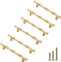 6Pcs Bamboo Shape Solid Zinc Alloy Cabinet Knobs Handles, Dresser Drawer Cabinet Cupboard Closet Door Pulls Decorative Furniture Accessories KnobS (Length 4.9"/Hole Distance 3.8", Golden)