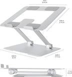 Amazon Basics Sturdy and Portable Ergonomic Laptop Stand for Desk, Height Adjustable Riser with Ventilated Cooling, Foldable, Fits all Laptops up to 15.6 Inch, Silver