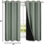 NICETOWN Greyish Green 100% Blackout Lined Curtains, 2 Thick Layers Completely - Image 9