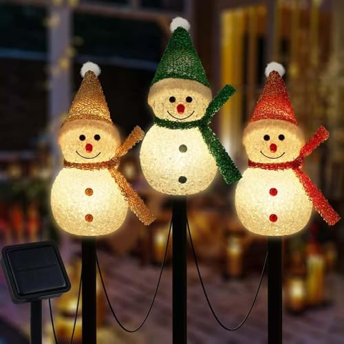 3PCS Solar Christmas Decorations Outdoor, Solar Pathway Stakes Lights