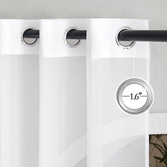NICETOWN White Sheer Kitchen Window Curtains 24 inches Long, Grommet Short - Image 2