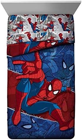 Jay Franco Kids Comforter - Super Soft Reversible Bedding Polyester Microfiber Fill, Multi - Spiderman, Twin