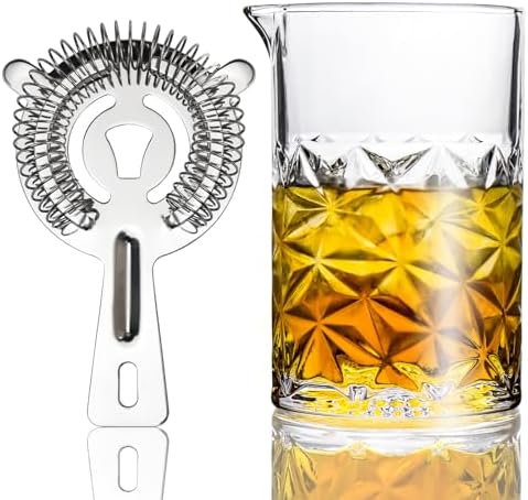 Cocktail Mixing Glass with Strainer Set, Bartender Gifts for Men