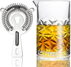 Cocktail Mixing Glass with Strainer Set, Bartender Gifts for Men