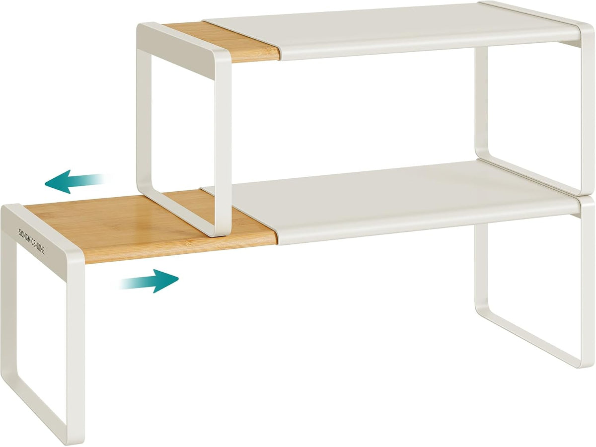 SONGMICS HOME Spice Rack, Expandable Cupboard Shelf Orgnizer,Bamboo