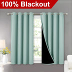 NICETOWN Aqua Blue 100% Blackout Curtains 45 inches Long, 2 Thick Layers - Image 2