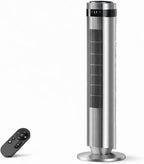 41" Bladeless Tower Fan with Air Filter, 80° Oscillating Standing Fan with Remote Control, 8 Speed Settings, 8H Timer, LED Display Quiet Cooling Fan for Bedroom, Living Room, Office,Blue/White